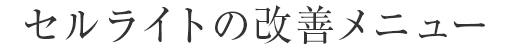 セルライトの改善メニュー