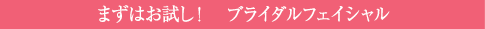 まずはお試し！　ブライダルフェイシャル 