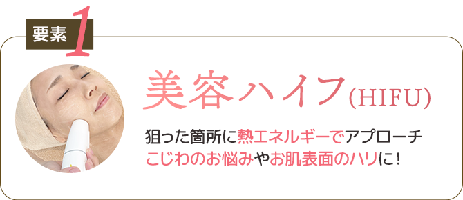 美容ハイフ(HIFU)：狙った箇所に熱エネルギーでアプローチ こじわのお悩みやお肌表面のハリに！