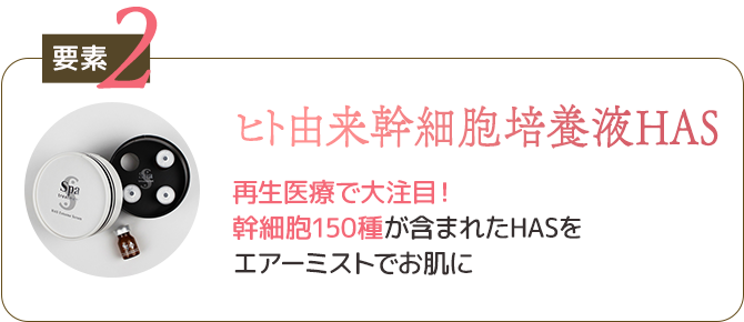 ヒト由来幹細胞培養液HAS:再生医療で大注目!幹細胞150種が含まれたHASをエアーミストでお肌に